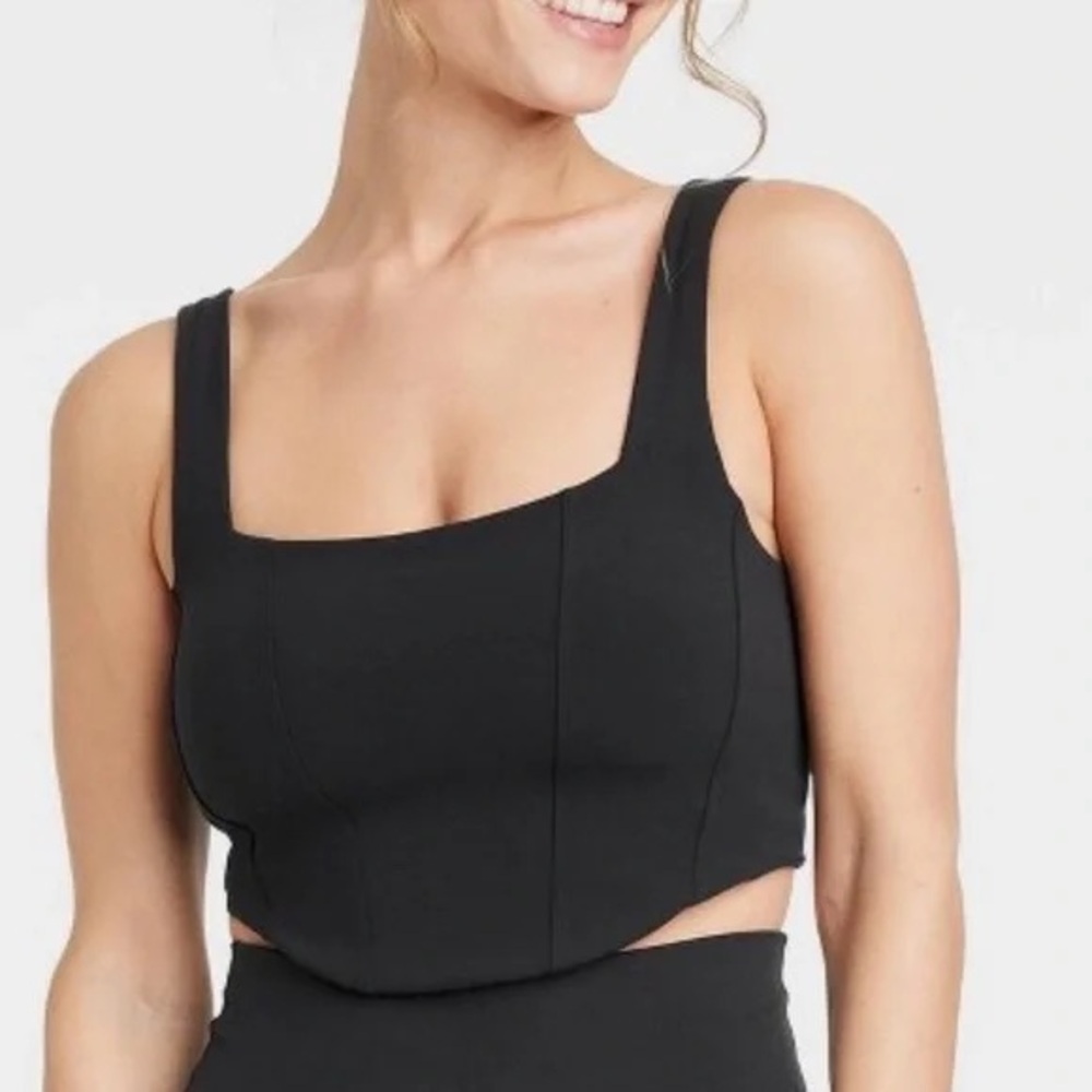 all in motion Black Square-Neck Tank Top